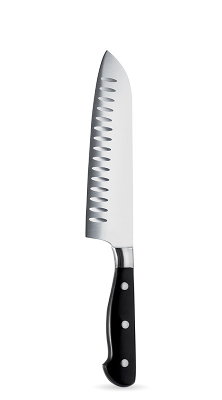 Нож японский Santoku 180/310 мм. с бороздками, кованый Abert 1/12/ — Бизнес Пром