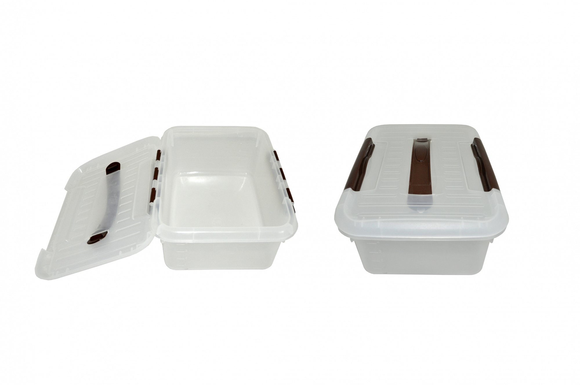 Контейнер для продуктов прямоуг.  6,0 л. 30*23*12 см. с ручкой, с коричневым зажимом MGprof /1/30/ — Бизнес Пром